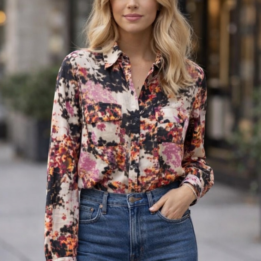 Calvin Klein Multicolor Abstract Button-Down Shirt - image 1